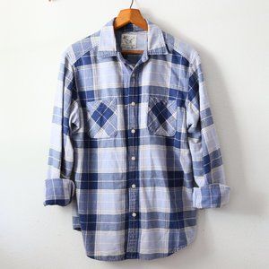 American Living Blue & White Flannel Button Up